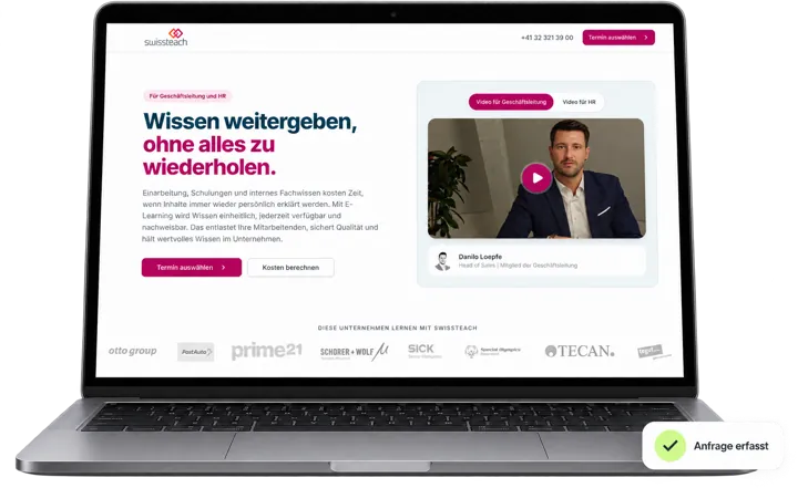 Landingpage von Swissteach auf einem MacBook
